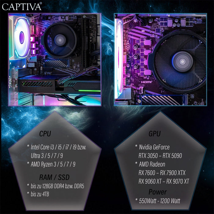 EAN 4046373929629 - CAPTIVA 92962 PCs/estación de trabajo AMD Ryzen™ 5 5500 16 GB DDR4-SDRAM 500 GB SSD NVIDIA GeForce RTX 50 imagen 4