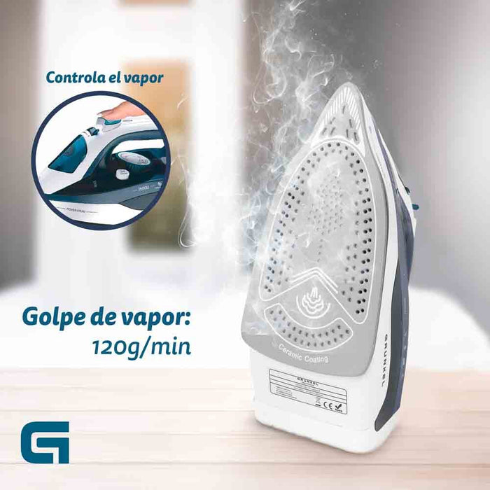 EAN 8426156018041 - Grunkel PL-2600CE plancha Plancha a vapor Suela de cerámica 2600 W Azul imagen 5
