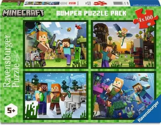 EAN 4005556057160 - Ravensburger 4 in a box Minecraft Puzzle rompecabezas 100 pieza(s) Videojuego imagen 1
