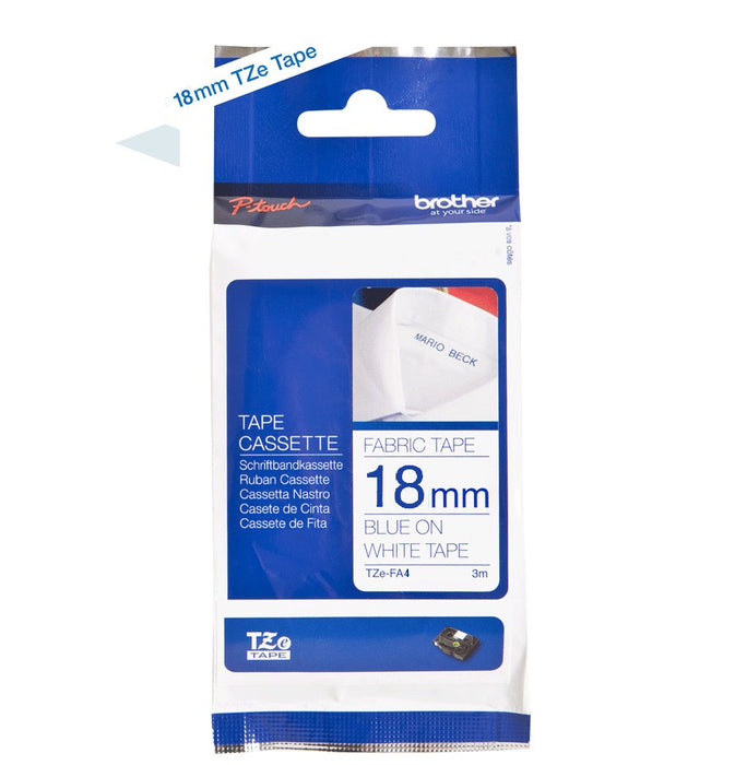 EAN 4977766761499 - Brother TZE-FA4 cinta para impresora de etiquetas Azul sobre blanco imagen 3