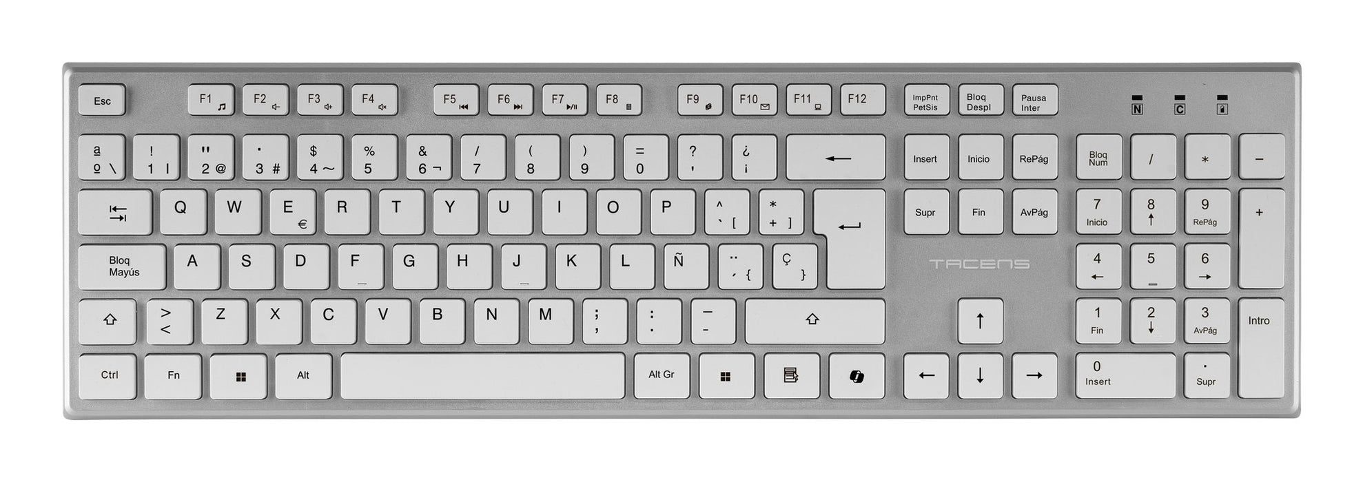 EAN 8435693112143 - Tacens 6ZENITHWES teclado Ratón incluido Hogar / Oficina RF inalámbrico QWERTY Español Plata, Blanco imagen 4