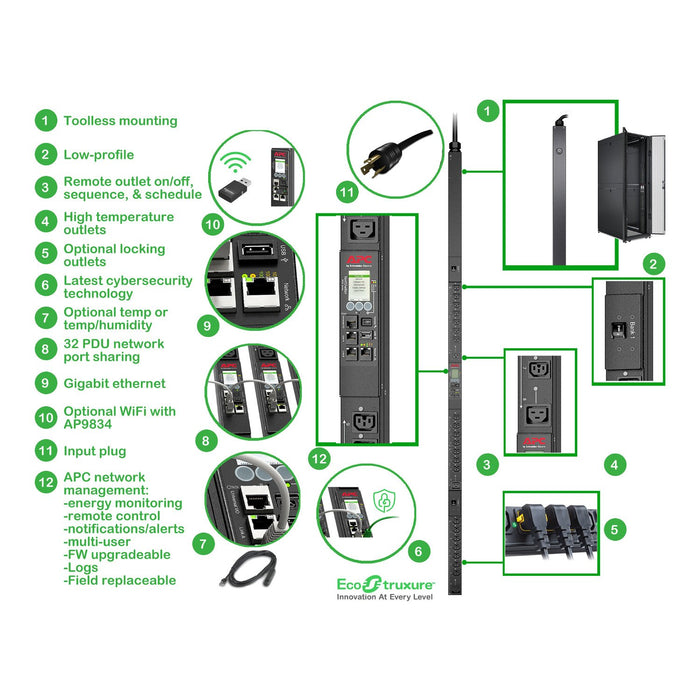 EAN 731304356264 - APC NetShelter™ 9000 unidad de distribución de energía (PDU) 24 salidas AC 0U Negro imagen 14