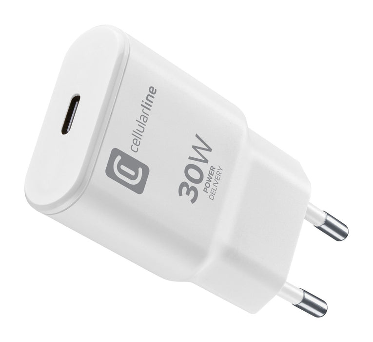 EAN 8018080492969 - Cellularline GAN Wall Charger USB-C 30W PD Portátil, Universal Blanco Corriente alterna Carga rápida Inte imagen 1