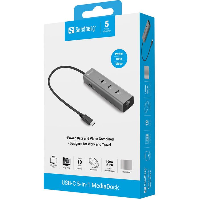 EAN 5705730136788 - Sandberg 136-78 base para portátil y replicador de puertos Alámbrico USB 3.2 Gen 2 (3.1 Gen 2) Type-C Gri imagen 4
