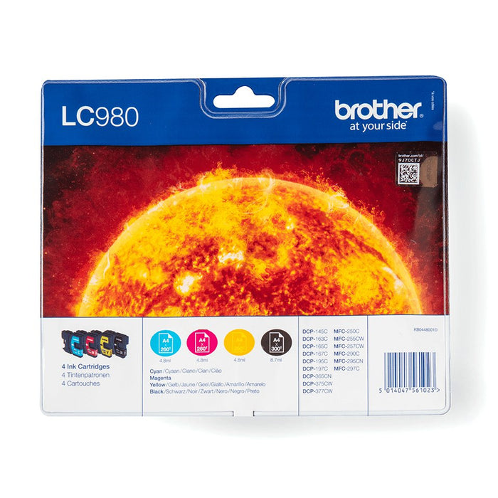 EAN 5014047561023 - Brother LC980VALBP cartucho de tinta 4 pieza(s) Original Negro, Cian, Magenta, Amarillo imagen 1