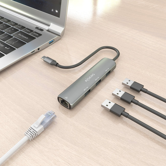 EAN 8435739904008 - AISENS ASUC-4P038-GR base para portátil y replicador de puertos Alámbrico USB 3.2 Gen 1 (3.1 Gen 1) Type- imagen 7
