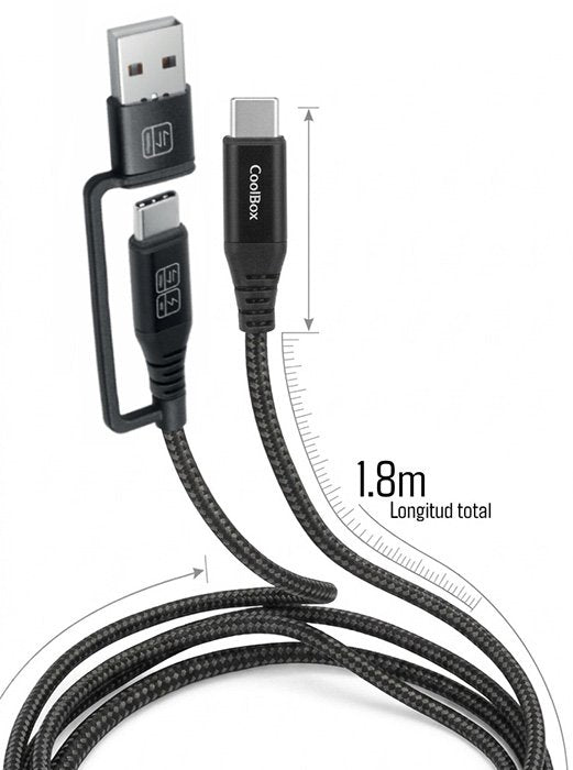 EAN 8436624423505 - CoolBox COO-CAB-UAC-60W cable USB USB 3.2 Gen 2 (3.1 Gen 2) 1,8 m USB A/USB C USB C imagen 3
