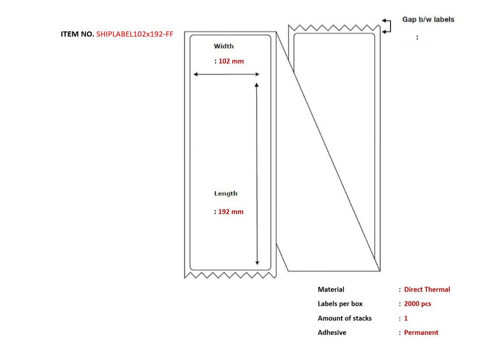 EAN 5715063276815 - Capture SHIPLABEL102X192-FF etiqueta de impresora imagen 1