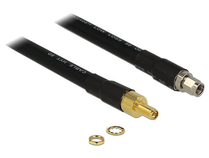 EAN 4043619130146 - DeLOCK 2m RP-SMA/RP-SMA cable coaxial CFD400, LLC400 Negro imagen 1