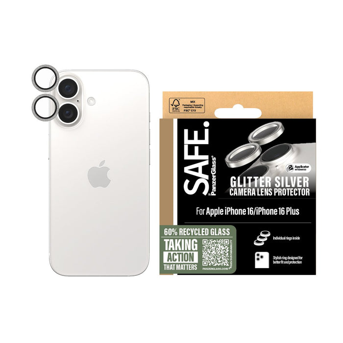EAN 5715685003066 - PanzerGlass SAFE. by ® Camera Lens Protector Glitter Silver iPhone 16 | 16 Plus Protector de pantalla App imagen 2