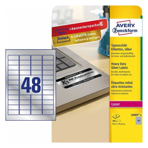EAN 4004182076118 - Avery L6009-8 etiqueta de impresora Plata Etiqueta para impresora autoadhesiva imagen 2