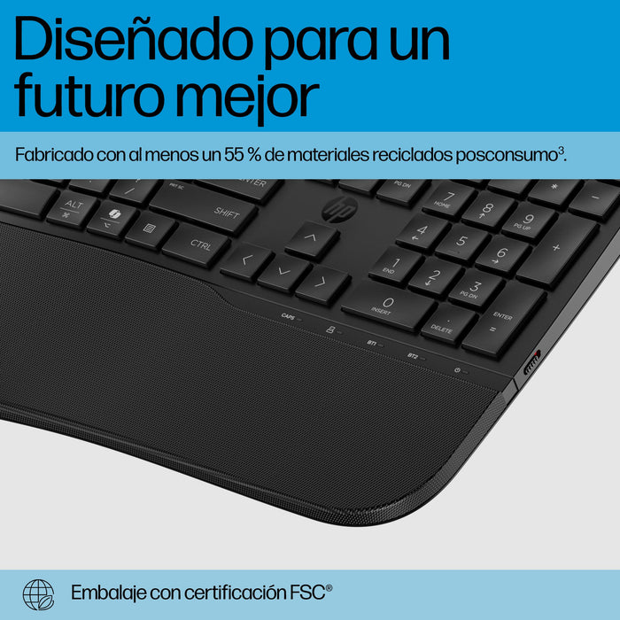 EAN 0198122954971 - HP 685 Comfort Dual-Mode Keyboard teclado Oficina RF Wireless + Bluetooth Negro imagen 5