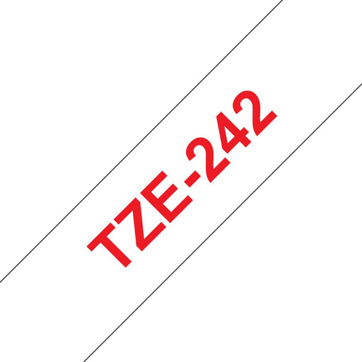 EAN 0012502625766 - Brother TZE-242 cinta para impresora de etiquetas Rojo sobre blanco imagen 1