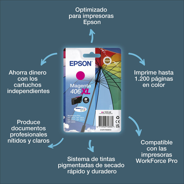 EAN 8715946748382 - Epson 406XL Umbrella DURABrite Ultra cartucho de tinta 1 pieza(s) Original Alto rendimiento (XL) imagen 2