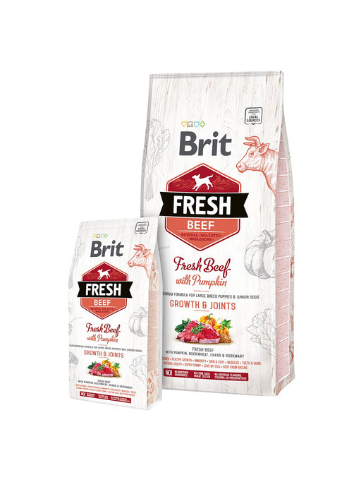 EAN 8595602530755 - Brit Fresh Beef with Pumpkin Puppy Large Bones & Joints 12 kg Adulto Ternera imagen 1