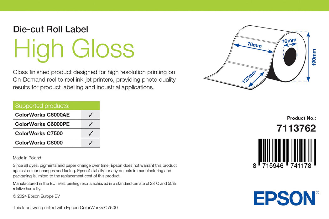 EAN 8715946741178 - Epson High Gloss Label Etiqueta para impresora autoadhesiva imagen 1