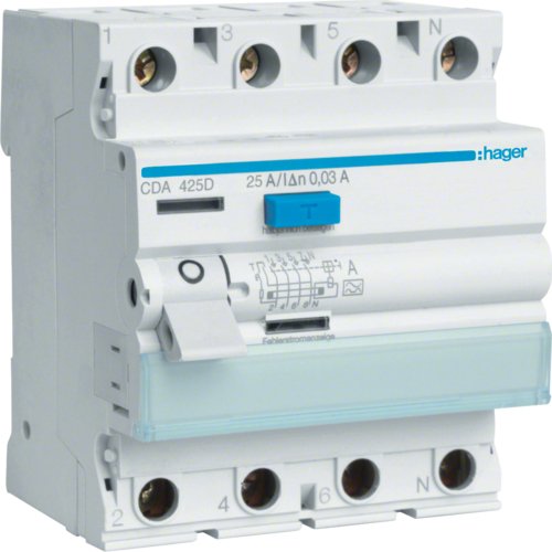 EAN 3250611610069 - Hager CDA425D corta circuito Interruptor diferencial Tipo A 4 4 módulo(s) imagen 1