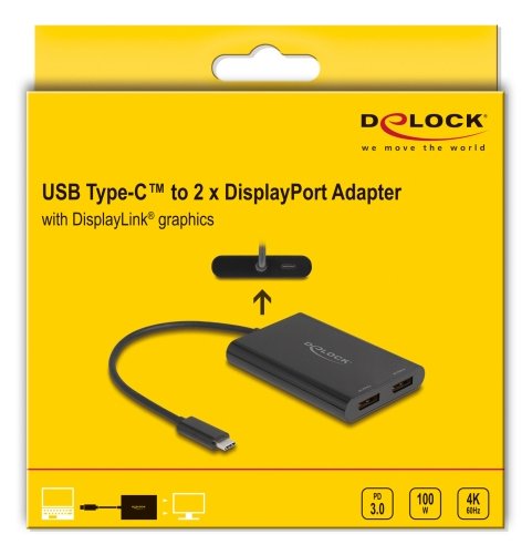 EAN 4043619643080 - DeLOCK 64308 adaptador de cable de vídeo 0,2 m USB Tipo C DisplayPort + USB Type-C Negro imagen 2