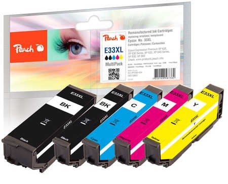 EAN 7640169587382 - Peach 319803 cartucho de tinta 5 pieza(s) Original Alto rendimiento (XL) Negro, Cian, Magenta, Amarillo imagen 1