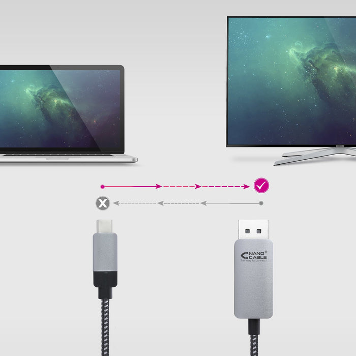 EAN 8433281009882 - Nanocable 10.15.5002 adaptador de cable de vídeo 1,8 m USB Tipo C DisplayPort Aluminio, Negro imagen 5