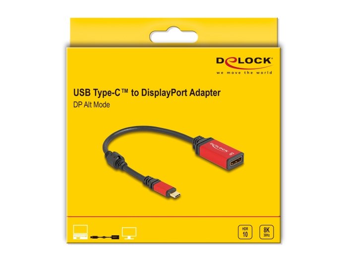 EAN 4043619600526 - DeLOCK 60052 adaptador de cable de vídeo 0,2 m USB Tipo C Negro, Rojo imagen 3