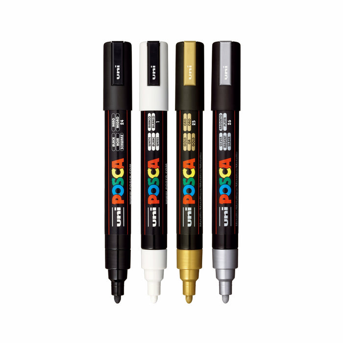 EAN 3296280033426 - POSCA PC-5M Negro, Oro, Plata, Blanco 4 pieza(s) imagen 2