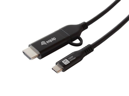 EAN 4015867244210 - Equip 128436 adaptador de cable de vídeo 2 m USB Tipo C HDMI + USB Type-C Negro imagen 2