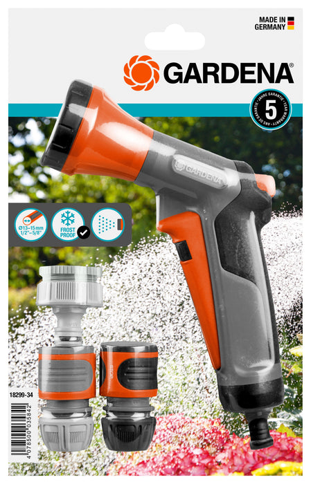 EAN 4078500033046 - Gardena 18299-32 accesorio para manguera Conector para rociador/pistola Negro, Gris, Naranja 5 pieza(s) imagen 1