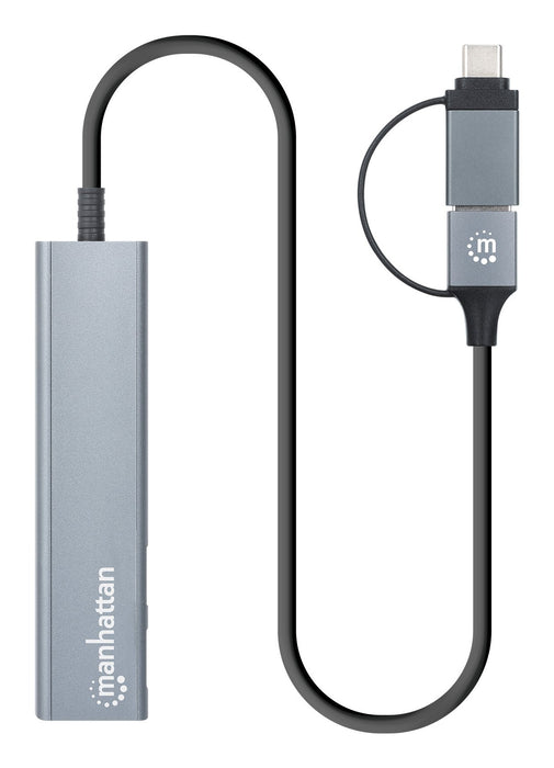EAN 766623181075 - Manhattan 181075 hub de interfaz USB 3.2 Gen 1 (3.1 Gen 1) Type-A + Type-C 5000 Mbit/s Gris imagen 4