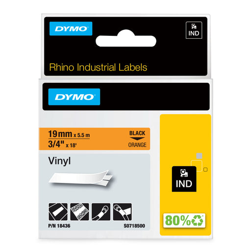 EAN 0071701184368 - DYMO 19mm RHINO Coloured vinyl cinta para impresora de etiquetas D1 imagen 1