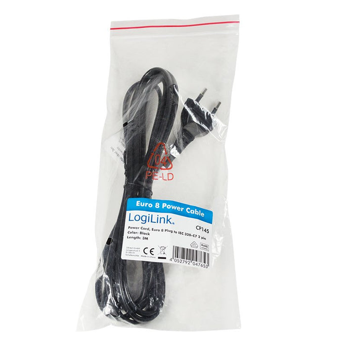 EAN 4052792047653 - LogiLink CP145 cable de transmisión Negro 3 m CEE7/16 C7 acoplador imagen 3