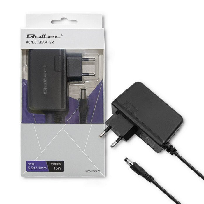 EAN 5901878507736 - Qoltec 50773 adaptador e inversor de corriente Interior 15 W Negro imagen 1