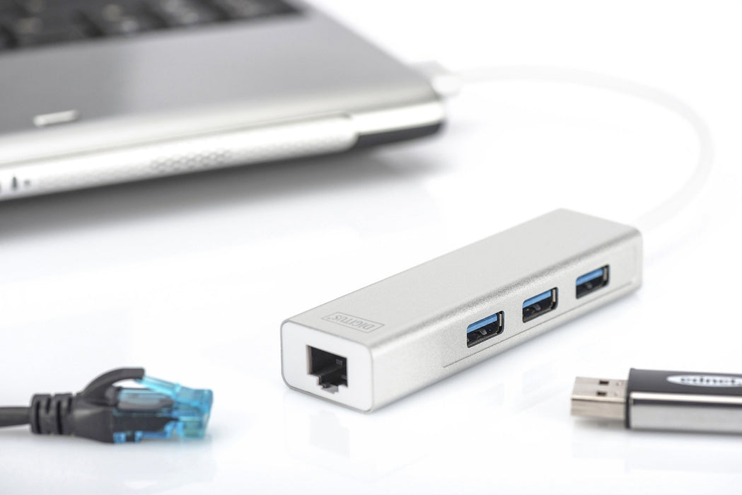 EAN 4016032423836 - Digitus DA-70250-1 base para portátil y replicador de puertos USB 3.2 Gen 1 (3.1 Gen 1) Type-A Plata, Bla imagen 3