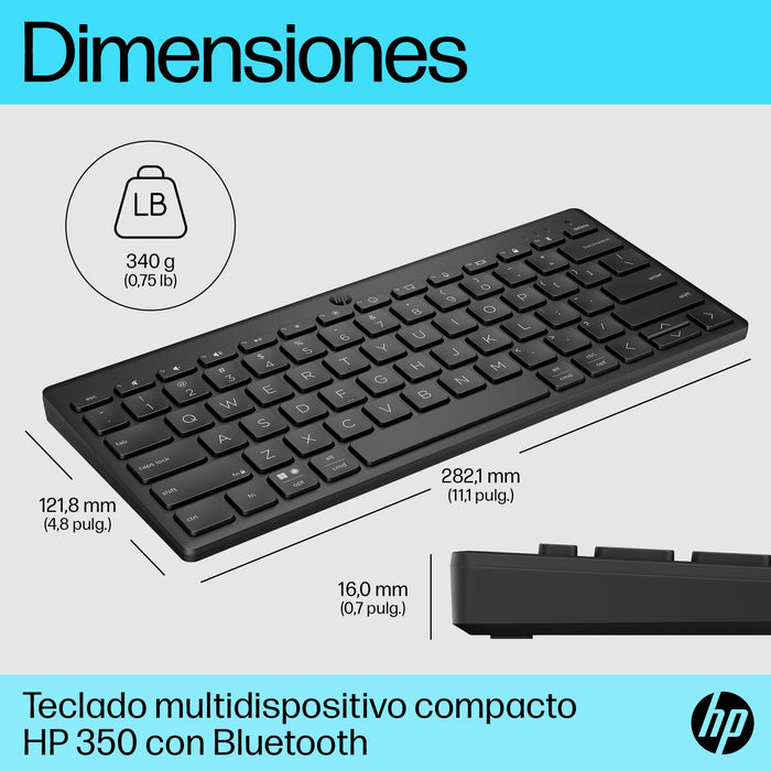 EAN 0196548515783 - HP 350 BLK Compact Multi-Device Keyboard teclado Hogar Negro imagen 5