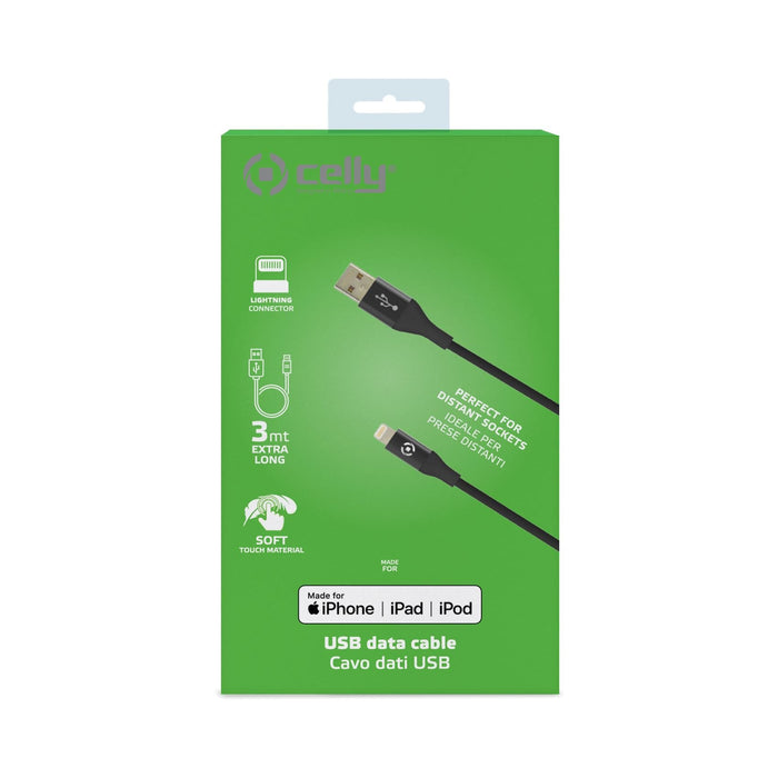 EAN 8021735747451 - Celly USBLIGHTCOL3MBK cable de conector Lightning 3 m Negro imagen 4