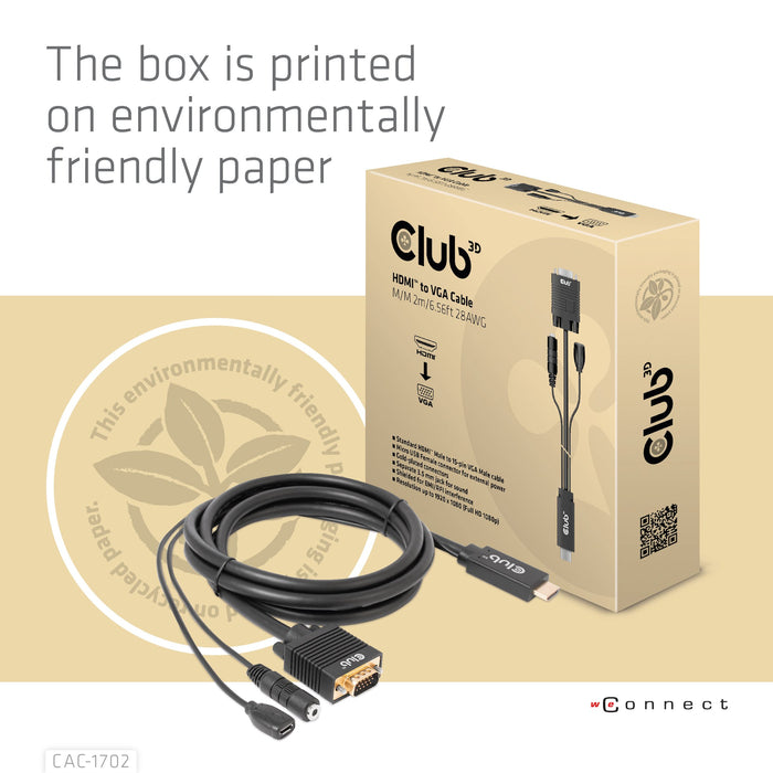 EAN 8719214472221 - CLUB3D CAC-1712 adaptador de cable de vídeo 2 m VGA (D-Sub) + 3,5mm HDMI + Micro-USB Negro imagen 8