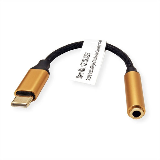 EAN 7630049617025 - ROLINE 12.03.3223 cable de teléfono móvil Negro, Oro 0,13 m USB C 3,5mm imagen 2