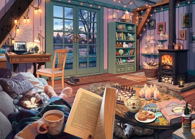 EAN 4005555000501 - Ravensburger Puzzle 1000 pieces - The cozy cabin Puzzle rompecabezas 1000 pieza(s) Arte imagen 2
