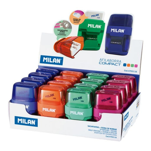 EAN 8411574032403 - Milan 4703116 sacapuntas Sacapuntas manual Azul, Verde, Naranja, Rosa imagen 1