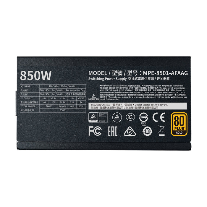 EAN 4719512106402 - Cooler Master MWE Gold 850 - V2 Full Modular unidad de fuente de alimentación 850 W 24-pin ATX ATX Negro imagen 3