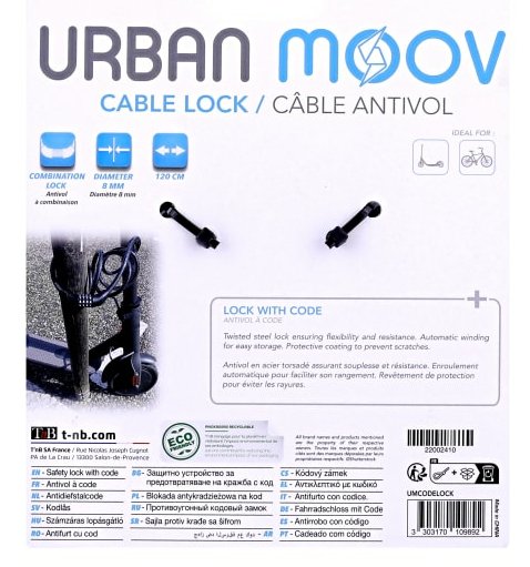 EAN 3303170109892 - T'nB UMCODELOCK candado para bicicleta Negro 1200 mm Cable antirrobo imagen 6