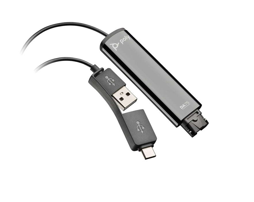 EAN 0017229175112 - HP Poly DA75 USB to QD Black Adapter TAA Adaptador de interfaz imagen 1