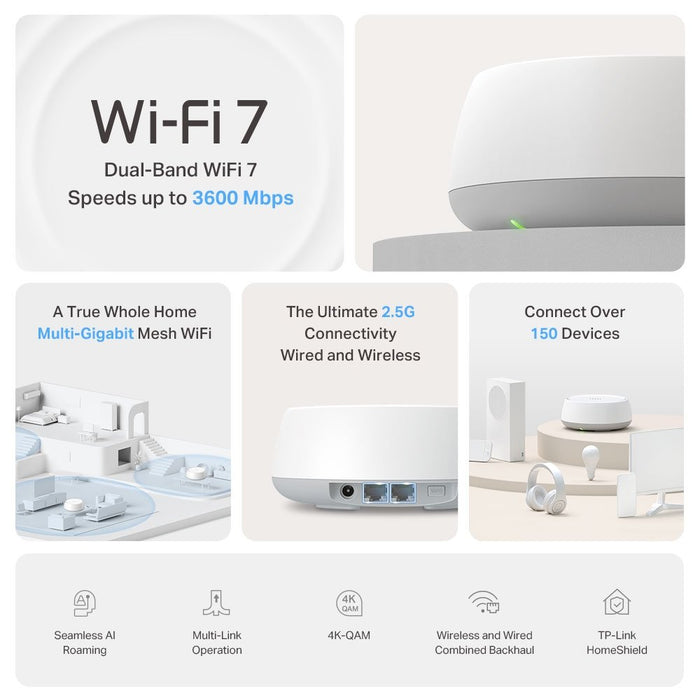 EAN 8885020620702 - TP-Link DECO BE25(1-PACK) sistema Wi-Fi Mesh (Wi-Fi en malla) Doble banda (2,4 GHz / 5 GHz) Wi-Fi 7 (802. imagen 2