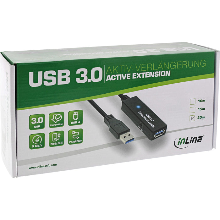 EAN 4043718235735 - InLine 35657 cable USB USB 3.2 Gen 1 (3.1 Gen 1) 20 m USB A 5 Gbit/s Negro imagen 4