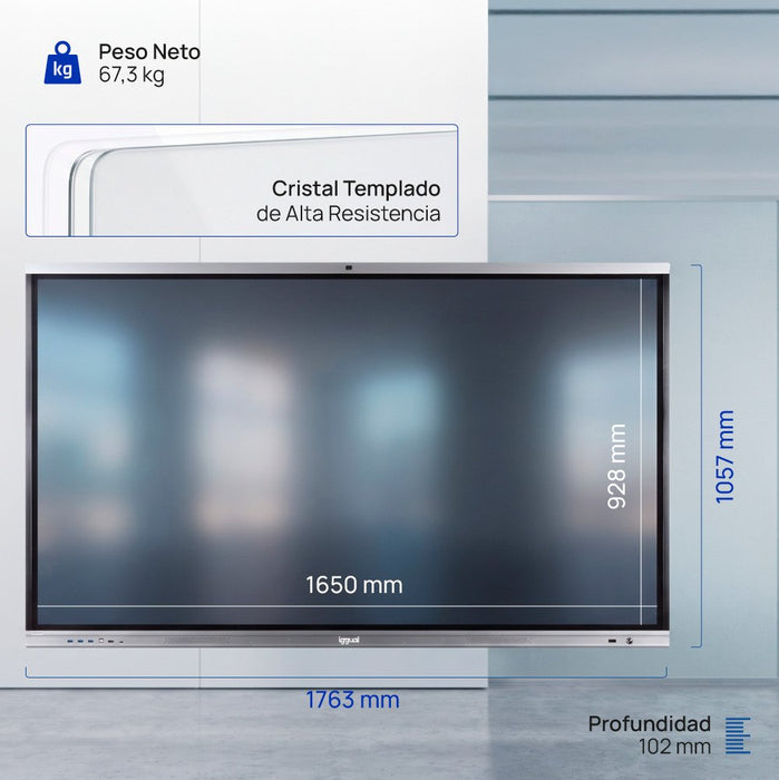 EAN 8435364320082 - iggual Orchid 75 Webcam Panel plano interactivo 190,5 cm (75") LED Wifi 400 cd / m² 4K Ultra HD Negro Pan imagen 9