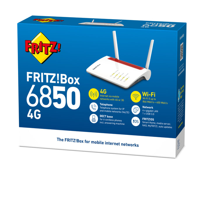 EAN 4023125030857 - Box FRITZ! 6850 4G International router inalámbrico Gigabit Ethernet Doble banda (2,4 GHz / 5 GHz) Blanco imagen 4