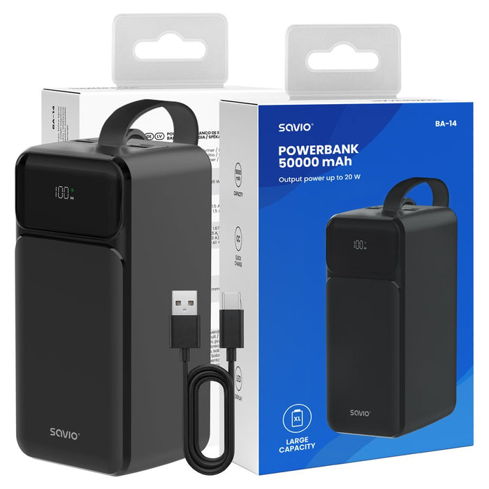 EAN 5907264119880 - Savio BA-14 batería externa Polímero de litio 50000 mAh Negro imagen 10