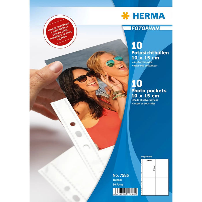 EAN 4008705075855 - HERMA 7585 protector de hojas 100 x 150 mm Polipropileno (PP) 10 pieza(s) imagen 1
