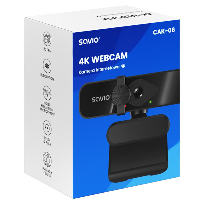 EAN 5907264119903 - Savio CAK-06 cámara web 3840 x 2160 Pixeles USB Negro imagen 6