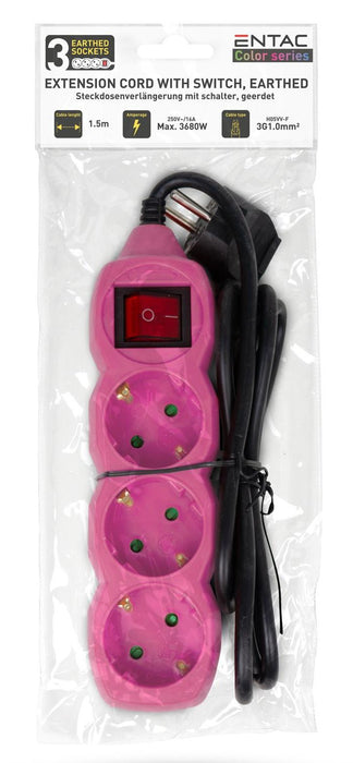 EAN 5999097977522 - Entac ESEG3-1.5-SW-P base múltiple 1,5 m 3 salidas AC Interior Rosa imagen 2